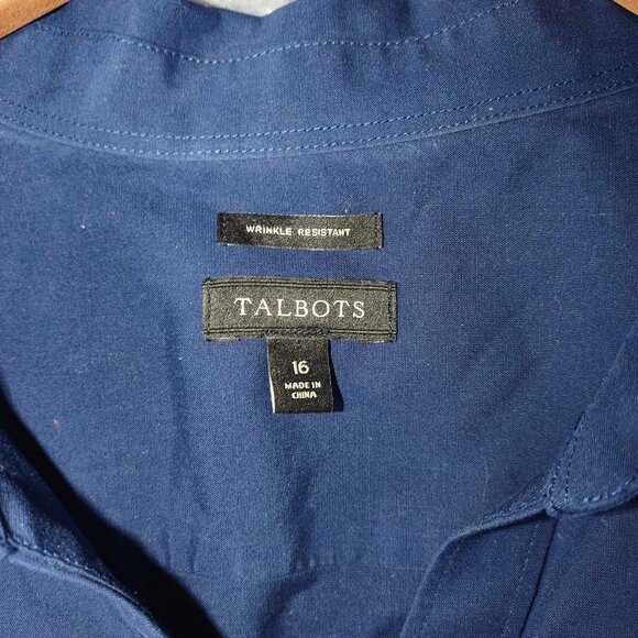 Talbot Women's 16 Blue Long Sleeve Button Up Shirt Westerncore Formal popover - Picture 2 of 8